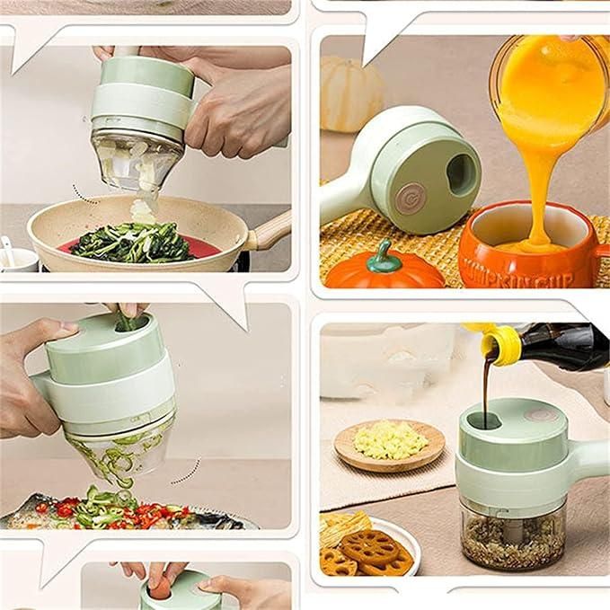4-in-1 Electric Vegetable Chopper & Mini Food Processor – Quick, Safe & Portable Kitchen Helper