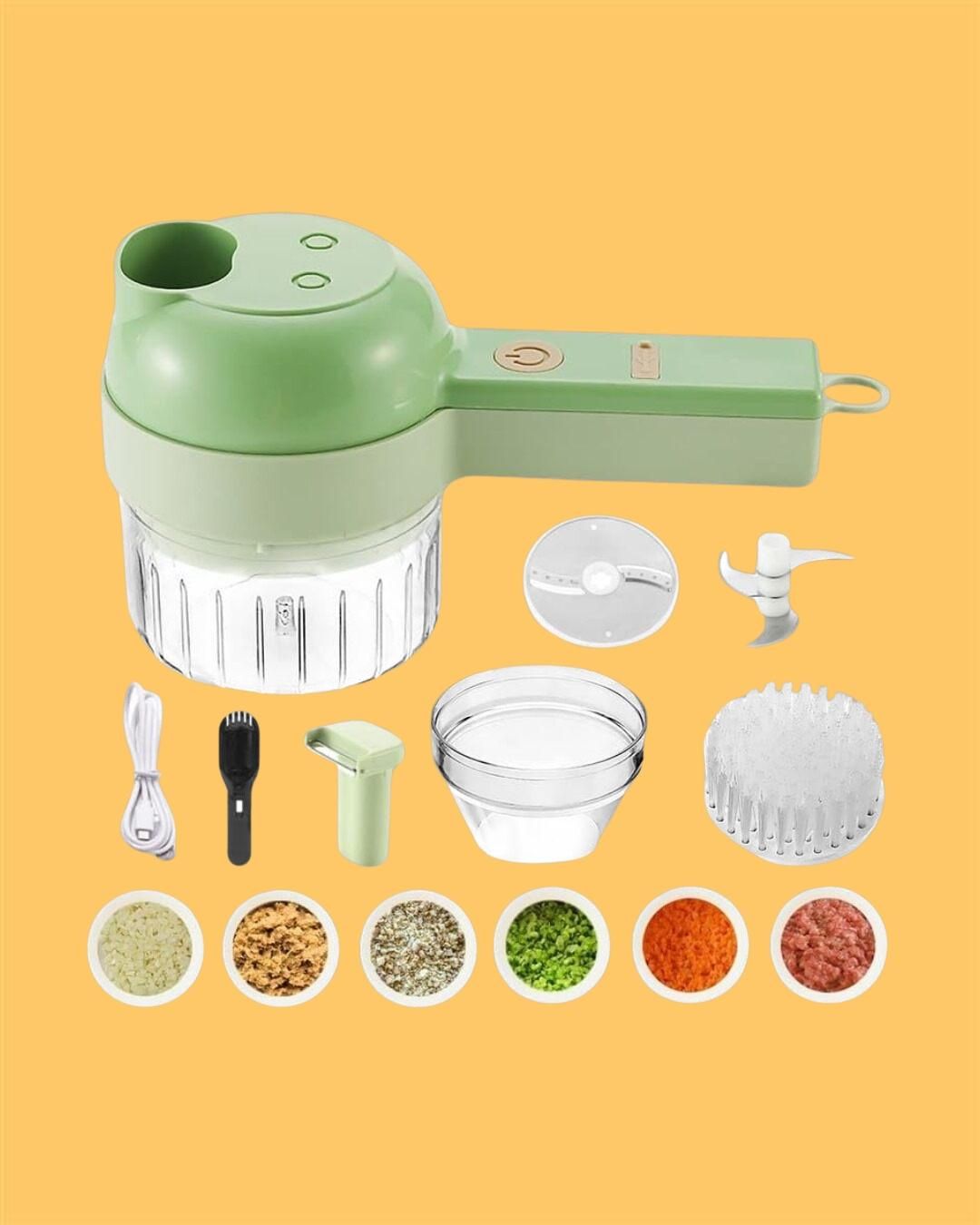 4-in-1 Electric Vegetable Chopper & Mini Food Processor – Quick, Safe & Portable Kitchen Helper