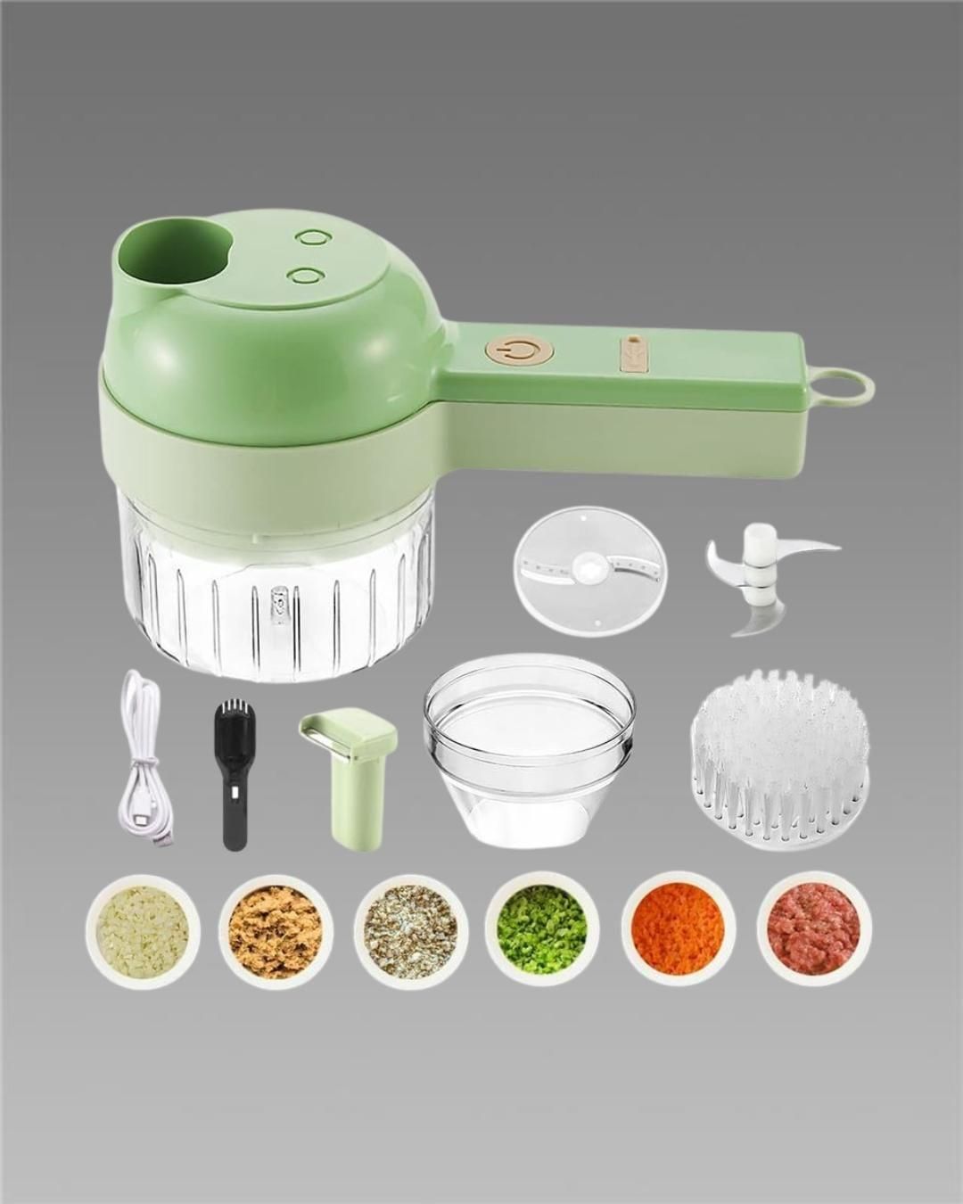4-in-1 Electric Vegetable Chopper & Mini Food Processor – Quick, Safe & Portable Kitchen Helper